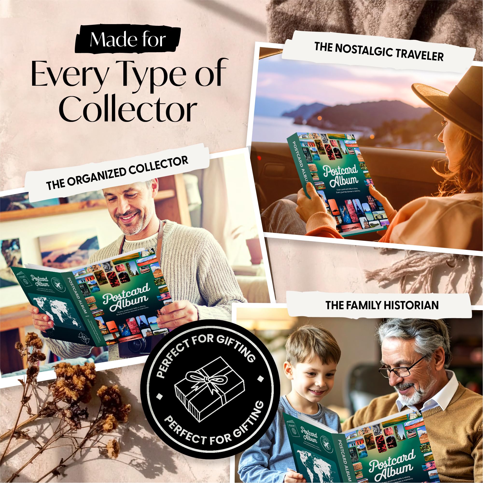 Postcard Album Book for Collecting, Postcard Sleeves Included